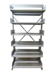 Estante para Biblioteca dupla 2 - Base mais prateleiras com retentores laterais - Medidas: 2300x965x580mm - 12 prateleiras (modelo duplo - foto acima) ou de 6 prateleiras no modelo simples.