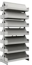Estante para Biblioteca dupla revisteiro 4 - Medidas: 2300x965x580mm - 14 prateleiras
