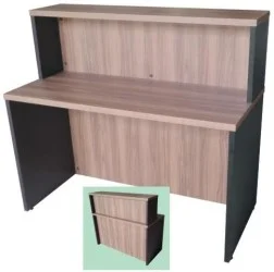 Balcão de atendimento reto GM - tampo superior de 30 ou 40mm e inferior engrossado para 30 ou 40mm - acabamento em fita de borda - pés em painel de 25mm