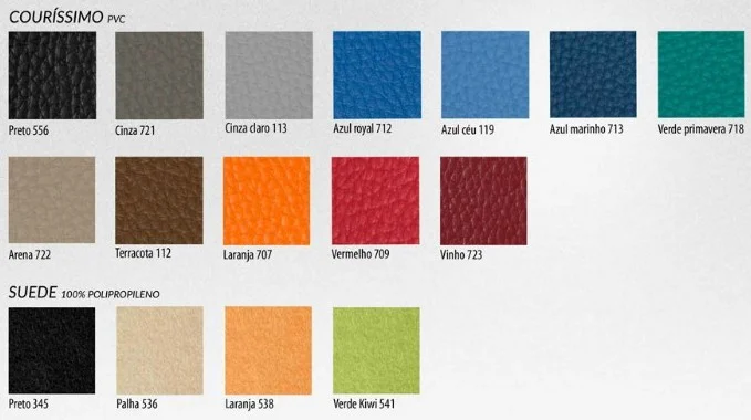 Revestimento A - Couríssimo (PVC) e Suede (100% polipropileno)